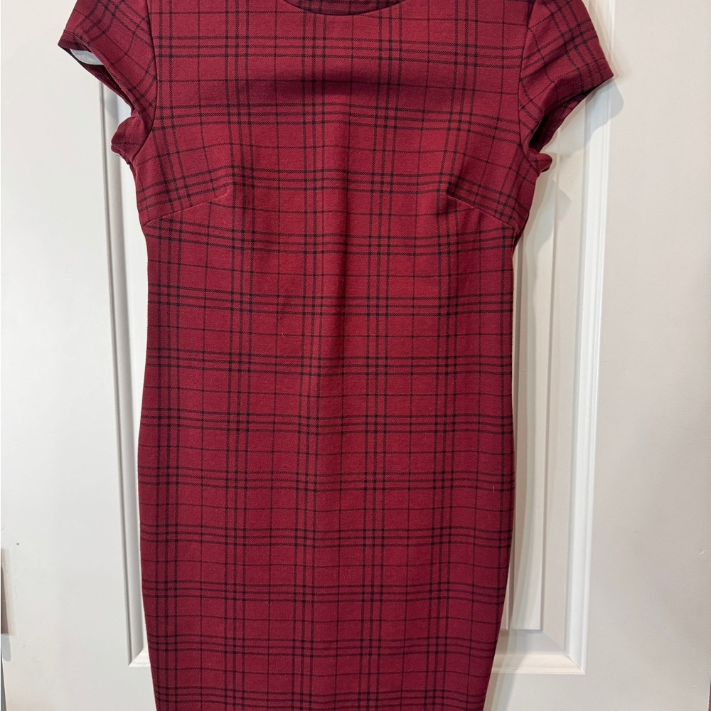 Elegant Plaid Red Dress